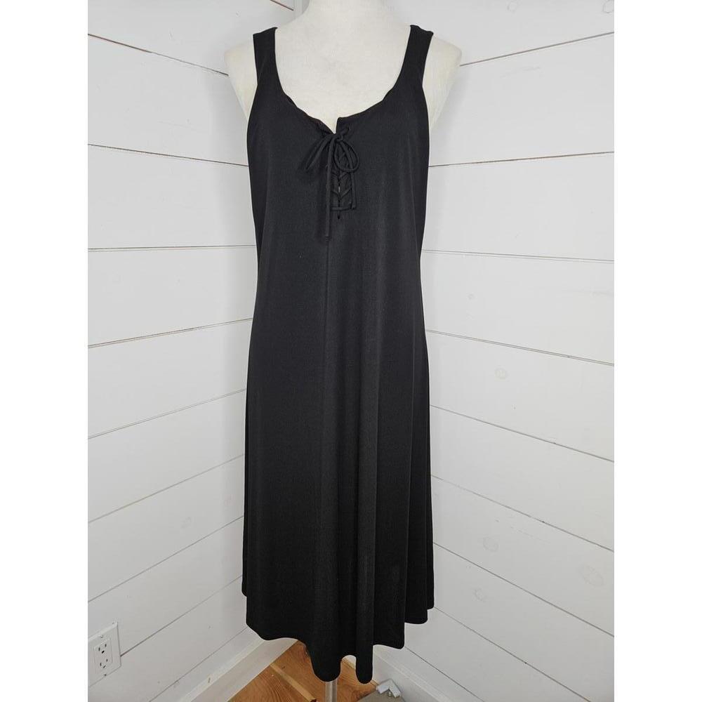 Lauren Ralph Lauren large black maxi dress with lace up chest